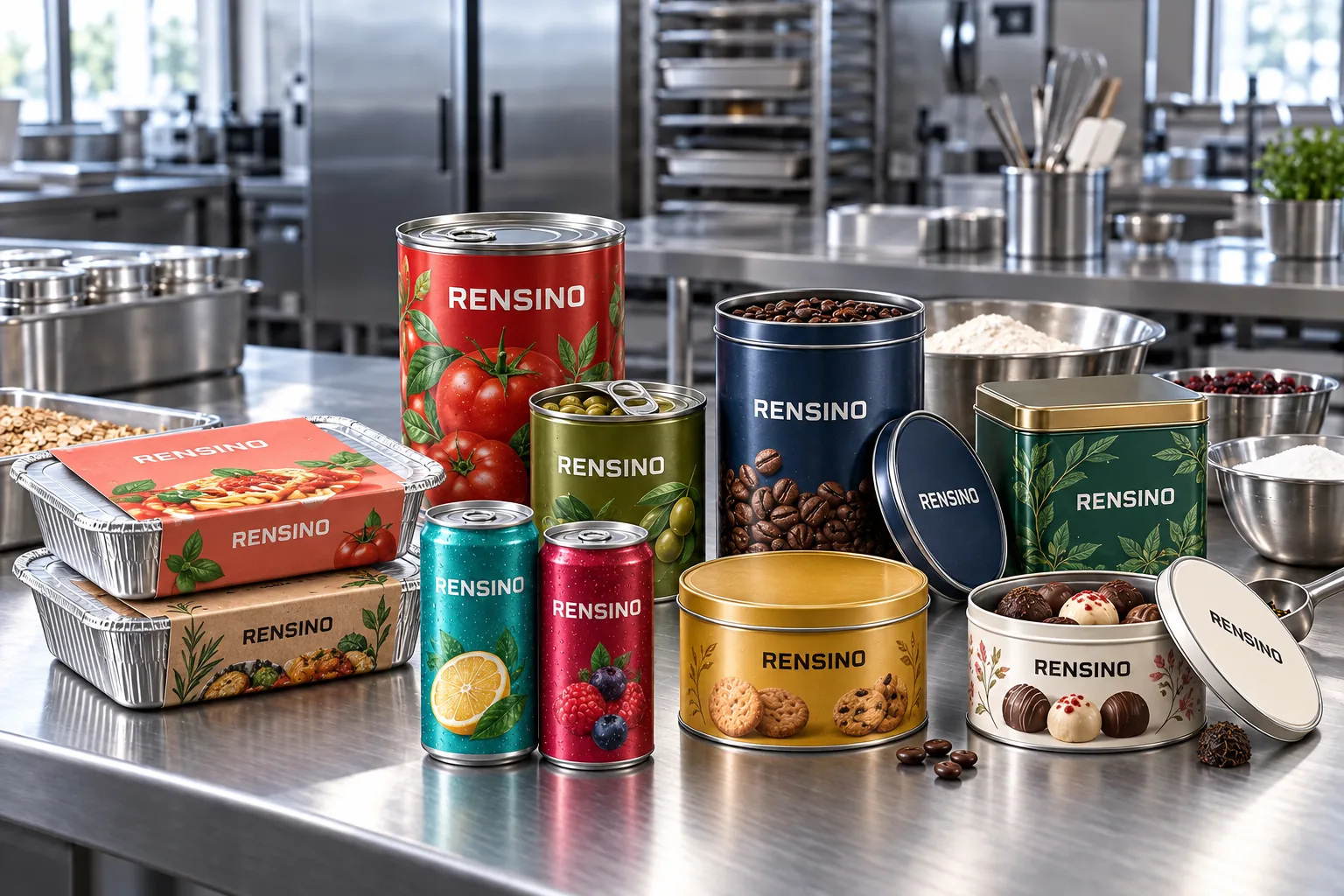 Custom Rensino food and beverage metal packaging