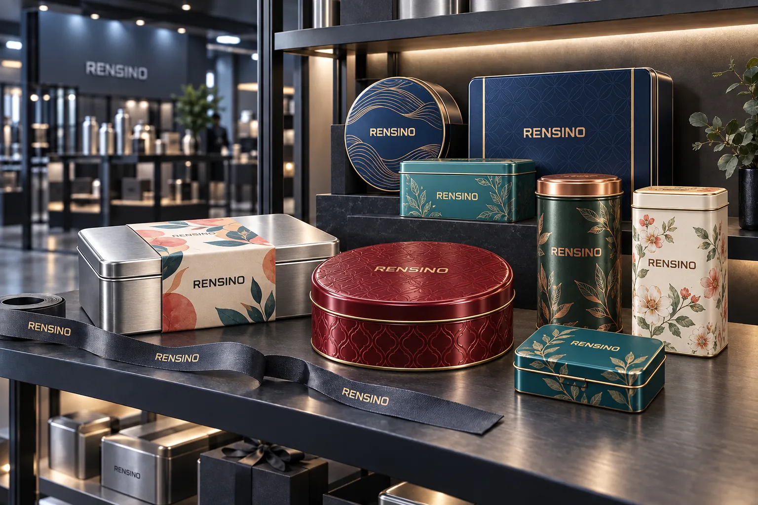 Custom Rensino gift and retail metal packaging