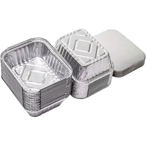 100% Recyclable Disposable Rectangular Aluminum Foil Container with Paper Lid for Food Takeaway