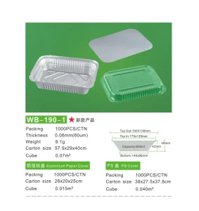 1000 PCS CTN 650ml Disposable Aluminum Foil Catering Food Container with Plastic Lid