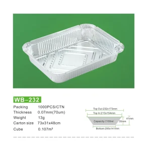 1000PCS/CTN 37oz 1100ml Rectangular Aluminum Foil Food Containers with Lids for Takeout