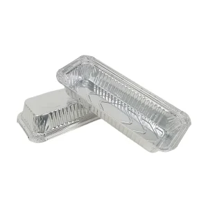 1000ml Disposable Rectangular Aluminum Foil Container BBQ Baking Tray Heavy Duty Silver Long Tray for Food Takeaway Packaging