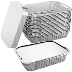 1000ml Rectangular Printed Silvery Food Grade Disposable Aluminum Foil Takeaway Lunch Box