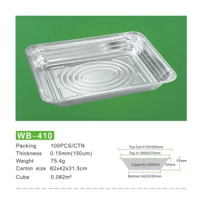 100PCS CTN 5500ml 186oz Disposable Aluminum Foil Food Container Tray with Foil Lid Heavy Duty