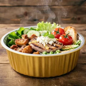 11 Inch Food Grade Oven Safe Takeaway Round Stackable Aluminum Foil Container T280 4000ml