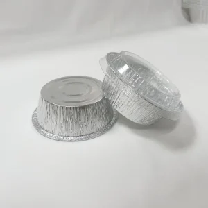 110*38mm 4.3*1.5″ 240ml 4″ Disposable Food Grade Aluminum Foil PET Lid Container Pulp Moulding Cake Baking Take Away Trays LFGB