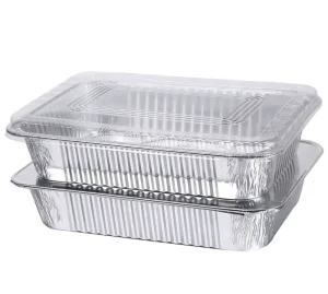 1100mL 38.7oz Disposable Aluminum Foil Tableware Rectangle Shaped Fast Food Container Takeaway Barbecue Box Baking Pan Trays