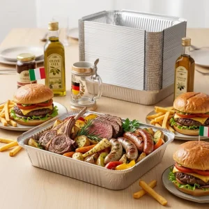 1150ml Aluminum Foil Containers 9*7inch 39oz Disposable Lunch Box Baking Equipment Rectangular Takeaway Food Tray