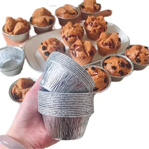 115ml Mini Round Aluminum Foil Cup Disposable Baking Container for Egg Tart Muffin Cupcake Dessert and Pastry Packaging Use