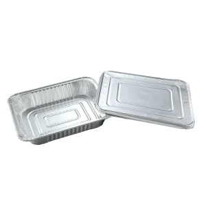 13*10.4*2.6″ Rectangle Deep Half Size Disposable Aluminum Foil PET Pulp Moulded Food Container 3500ml Tray Foil Lid BBQ
