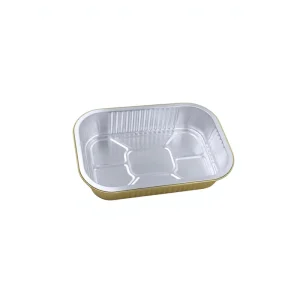 1300ml 35oz Disposable Food Grade Aluminum Foil Catering Tray Rectangle Smooth Wall Reverse Curl