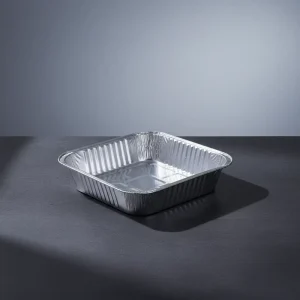 1300ml Recyclable Aluminum Foil Pan 12.3g Lightweight 204mm 0.07mm Thick Disposable Food Grade Tray for Catering & Bakin