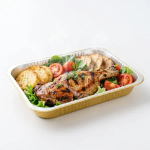14*10Inch Food Grade Oven Safe Heat Sealable Aluminum Foil Containers with Foil Lid for Processing