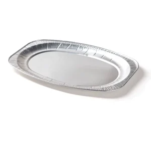 14 in Oval Disposable Aluminum Foil Container, Tin Foil Takeaway Pan Lunch Box