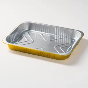 14×10 Inch Gold Aluminum Foil Pans 8.5LB Disposable Heavy Duty Oblong Baking Containers with PET Plastic Lids Food Grade Freezer Safe