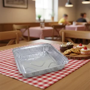 1500ml 11370 Model Food Grade Aluminum Foil Rectangle Baking Containers 9 inch Oven Safe Pans for Cakes BBQ and Food Transport