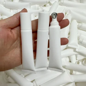 15ml White Empty Plastic Squeeze Tube Lip Gloss Packaging with Metal Applicator