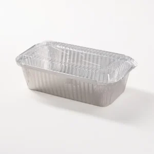 1600ml Disposable Aluminum Foil Container with Lid Food Grade Silver Rectangle Tray for Takeaway and Cooking