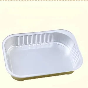 160x112x29mm 460ml Rectangular Aluminum Foil Tray Disposable Heavy Duty Baking Cup with PET Lid for Baking Airline Takeaway Food