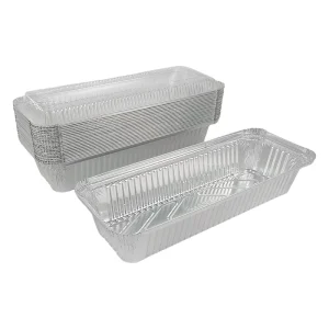 1800ml Thickened Rectangular Aluminum Foil Tray, Heat Resistant Disposable Takeaway Container for Baking and BBQ