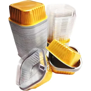 180ml (6oz) Disposable Square Aluminum Foil Baking Container with PET Lid, Food Grade, for Bread and Desserts