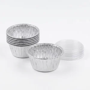 180ml 88mm Round Aluminum Foil Container Disposable Small Baking Cup with Lid for Takeout Dressing Sample Dessert Baking Dinner