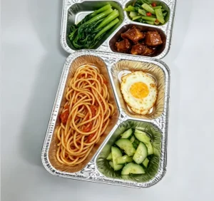 2 3 4 Compartment Aluminum Foil Containers Fast Food Tray Meal Delivery Box for Hot and Cold Food
