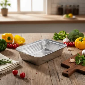 2.25lb Disposable Aluminum Foil Takeaway Container with Lid for Kitchen Use