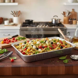 20.7-Inch Disposable Rectangular Aluminum Foil Lunch Box with Lock Edge