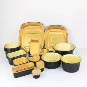 2000ML Takeaway Disposable Black Silver Foil Container Gold Coated Inner Oven Safe Food Grade for Hot & Cold Food