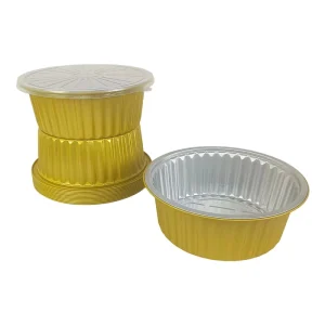 2000ml Large Capacity Round Aluminum Foil Bowl Thickened Heat Resistant Disposable Takeaway Container for BBQ Roasting Catering