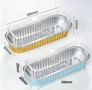 200mL/6.8oz Disposable Rectangular Gold Aluminum Foil Container with PET Lid for Desserts and Catering