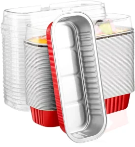 200ml Disposable Food Grade Aluminum Foil Baking Tray with Plastic Lid Ovenable Cake Pan