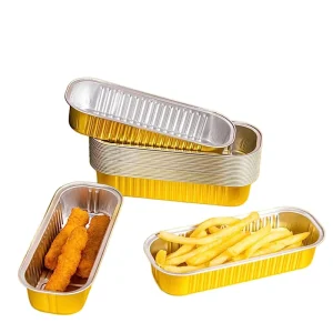 200ml Gold Recyclable Aluminum Foil Bread Tray and Cake Pan, Oven Safe
