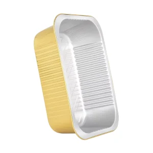 2200 ML Smooth Wall Gold Aluminum Foil Plate Food Trays 11 Inch 74 oz Aluminum Food Containers