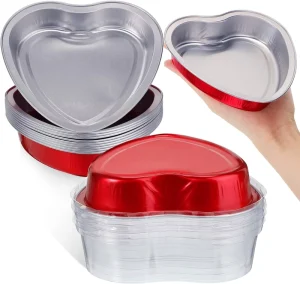 225ml Recyclable Heart-Shaped Aluminum Foil Food Tray with Smooth Wall PP Plastic Lid
