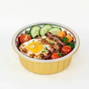 230ml Food-Grade Heat-Sealable Square Disposable Aluminum Foil Container with PET Lid, Oven Safe