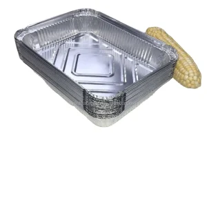 232*173*41mm 9*7 Inch 1100ml Disposable Food Grade Oven-Safe Aluminum Foil Container for BBQ and Baking
