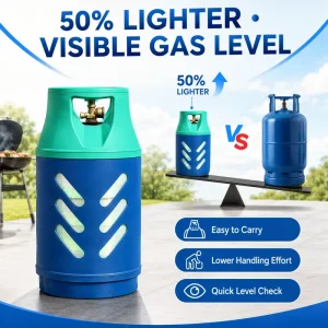24.5L LPG Gas Composite Cylinder, Flame-Retardant, Recyclable, Weather-Resistant, with Visible Inner Liner