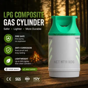 24.5L Refillable Recyclable Lightweight Filament-Wound Fiberglass Composite LPG Cylinder for Cooking