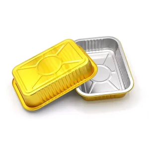240/320/475/550/680ML Gold Heat Sealable Rectangular Disposable Aluminum Foil Food Containers