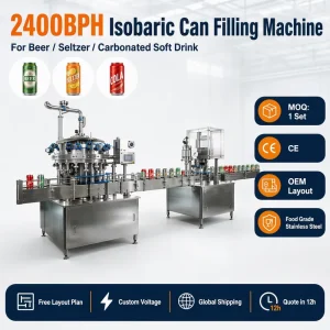 2400 BPH Isobaric Can Filling Machine for Beer, Seltzer, and Carbonated Soft Drinks with CE Certification