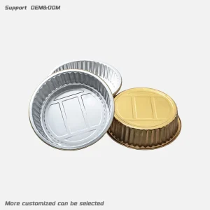 2500ml Large Round Gold Aluminum Foil Food Container with PET Plastic Lid Eco Friendly & Recyclable Food Grade