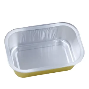 250ml 108x72x35mm Disposable Aluminum Foil Container Heavy Duty Rectangular Baking Cup with PET Lid for Dessert Meal Airline
