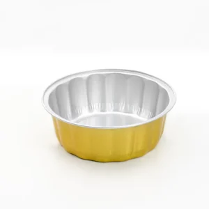 270ml 9oz Golden Aluminum Foil Disposable Pudding Cake Container with PP Plastic Lid