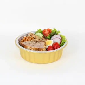 290ml Food-Grade Disposable Round Aluminum Foil Container with PP Plastic Lid, Oven Safe