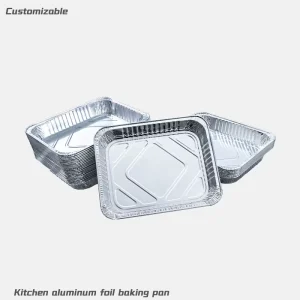 3000ML Heavy Duty Rectangle Aluminum Foil Baking Tray with PET Plastic Lid Eco Friendly Food Grade Container
