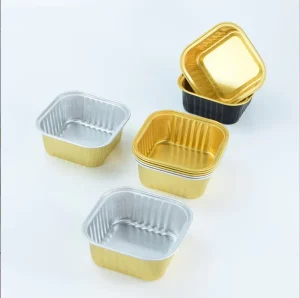300ml Golden Square Aluminum Foil Bowl with Foil Lid