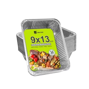 3200ml Recyclable Food-Grade Aluminum Foil Container with Foil Lid Large Rectangular Catering Tray for Baking and Takeaway