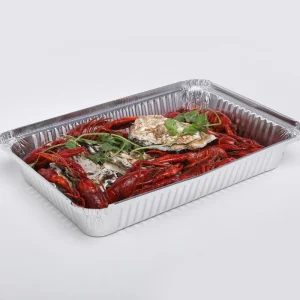 32cm Rectangular Aluminum Foil Trays with PP Lid, Oven-Safe Food-Grade Container for BBQ Meat and Vegetables
